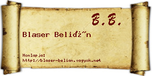 Blaser Belián névjegykártya